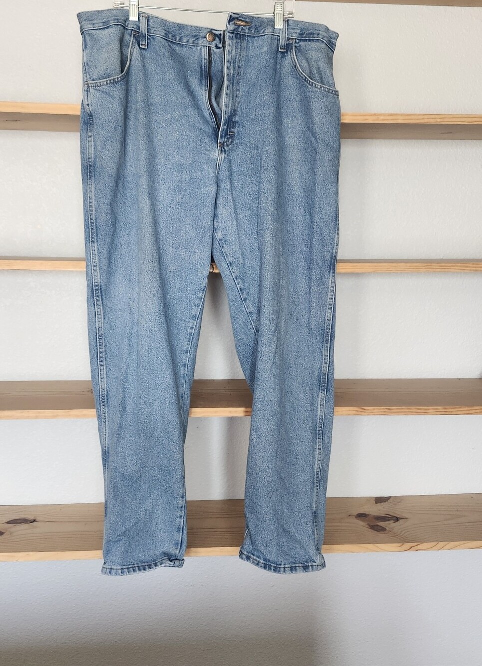 Rustler Men's Straight Jeans in Light Blue Denim 42x32